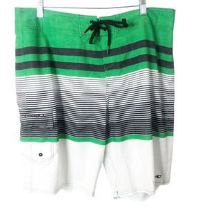 O'Neill Men's Green Gray White Swim Board Shorts w/Pocket Size 36 10" Inseam